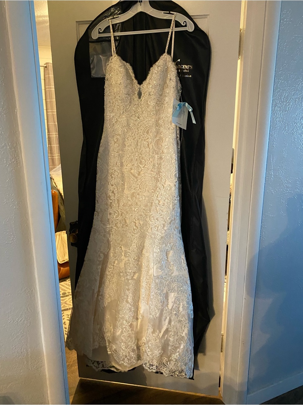 Ivory Lace Spaghetti Strap Bridal Gown